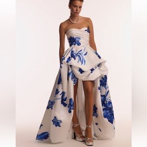 MillaNova Strapless Dress with Blue Floral Design